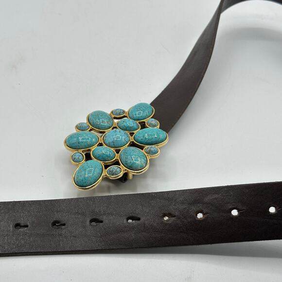 SONIA FORTUNA Firenze Turquoise Cluster Leather Belt Sz 110/42 $125 - Picture 8 of 8